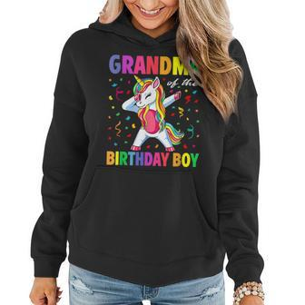 Grandma Of The Birthday Party Gifts Boys Dabbing Unicorn Women Hoodie - Seseable