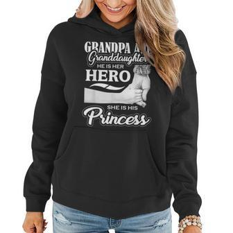 Grandpa & Granddaughter Hero & Princess Fathers Day Gift Women Hoodie - Seseable