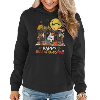 Great Dane Happy Hallothanksmas Halloween Thanksgiving Xmas Women Hoodie Graphic Print Hooded Sweatshirt - Thegiftio UK
