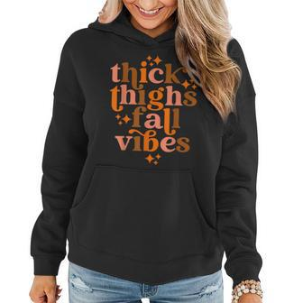 Groovy Decor Retro Halloween Cute Thick Things & Fall Vibes Women Hoodie - Seseable