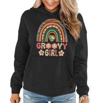 Groovy Girl 60S Theme Costume Cute 70S Outfit Rainbow Hippie Women Hoodie | Mazezy CA