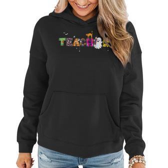 Halloween Teacher For Women Halloween Teaching V2 Women Hoodie Graphic Print Hooded Sweatshirt - Thegiftio UK
