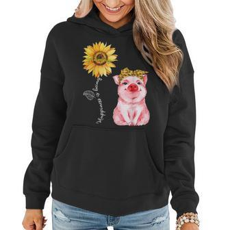 Happiness Is Being Grammy Cute Pig Sunflower Mother Gifts Women Hoodie - Seseable