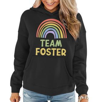 Happy Colorful Team Foster Rainbow Pride Green Yellow Women Hoodie | Mazezy