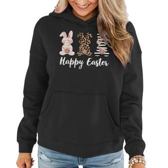 Happy Easter Leopard Plaid Rabbit Bunny Women Men Kids Women Hoodie - Seseable