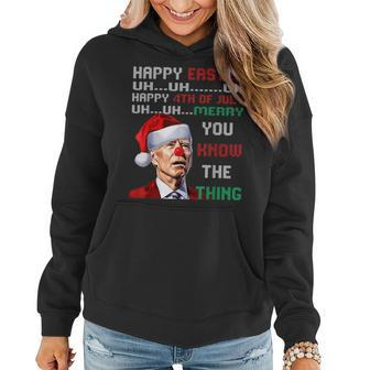 Happy Easter Uh You Know The Thing Funny Joe Biden Christmas Women Hoodie Graphic Print Hooded Sweatshirt - Thegiftio UK