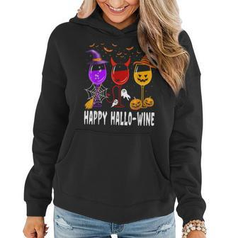 Happy Halloween Wine Glassed Witch Pumpkin Costume Scary Women Hoodie Graphic Print Hooded Sweatshirt - Thegiftio UK