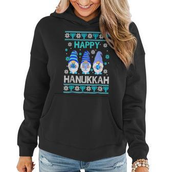 Happy Hanukkah Gnome Gnomies Menorah Pajama Ugly V4 Women Hoodie Graphic Print Hooded Sweatshirt - Thegiftio UK