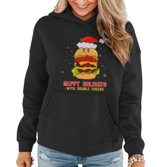 Happy Holidays With Cheese Shirt Cheeseburger Hamburger V8 Women Hoodie - Monsterry UK