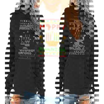 Happy Kwanzaa Kinara Candles African American Christmas Xmas Women Hoodie Graphic Print Hooded Sweatshirt - Thegiftio
