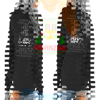 Happy Kwanzaa Ugly Christmas Sweater Celebrate Kwanzaa Women Hoodie Graphic Print Hooded Sweatshirt - Thegiftio