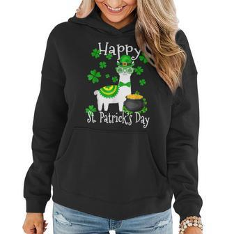 Happy St Patricks Day Llama Dad Mom Boy Girl Lucky Women Hoodie - Seseable