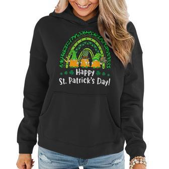 Happy St Patricks Day Rainbow Gnome Lucky Leopard Shamrock Women Hoodie - Seseable