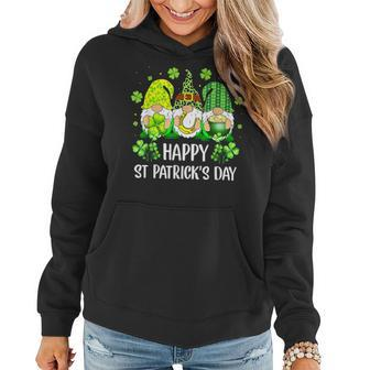 Happy St Patricks Day Three Gnome Irish Shamrock Leprechaun Women Hoodie - Seseable