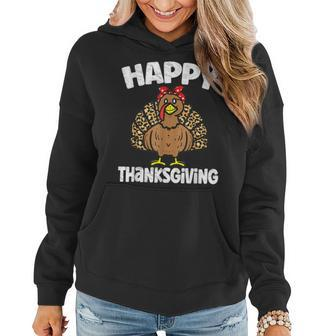 Happy Thanksgiving Leopard Turkey Day Autumn Fall Season Women Hoodie Graphic Print Hooded Sweatshirt - Thegiftio UK