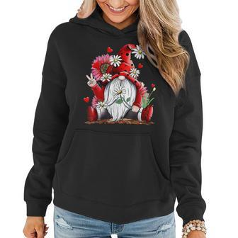Happy Valentines Day Gnome With Leopard Sunflower Valentine Women Hoodie - Seseable