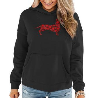 Heart Dog Lover Gifts Dachshund Puppy Valentines Day Women Hoodie - Seseable