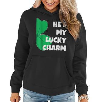 Hes My Lucky Charm Funny St Patricks Day Couple Women Hoodie - Seseable