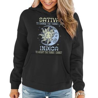 Hippie Cannabis 420Sativa To Change The Things I Can Indica Women Hoodie - Seseable