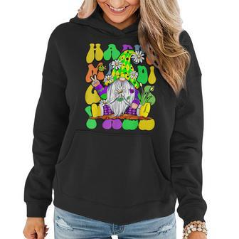 Hippie Floral Gnome Groovy Happy Mardi Gras Yall Flower Women Hoodie - Seseable