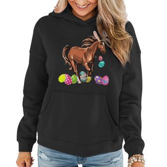 Horse And Bunny Rabbit Hat Easter Eggs Happy Day T Shirt Women Hoodie | Mazezy