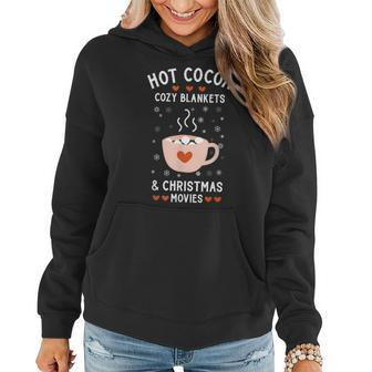 Hot Cocoa Cozy Blankets Christmas Movie Funny Buffalo Plaid Women Hoodie Graphic Print Hooded Sweatshirt - Thegiftio UK