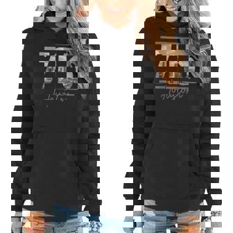 Houston 713 Area Code Skyline Texas Pride Vintage Women Hoodie Graphic Print Hooded Sweatshirt - Thegiftio