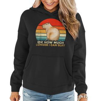 How Much Longer I Can Funny Capybara Sarcastic Meme Women Hoodie | Mazezy