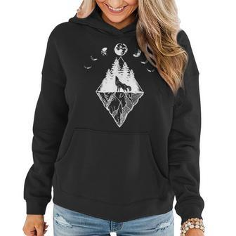 Howling Wolf Phases Of The Moon Women Hoodie | Mazezy