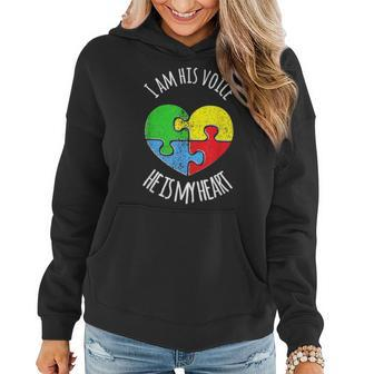 I Am His Voice Autism Awareness Mom Parent Dad Women Hoodie - Seseable