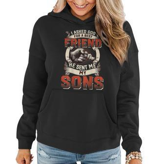 I Asked God For A Best Friend He Sent Me My Son Fathers Day Women Hoodie | Mazezy DE