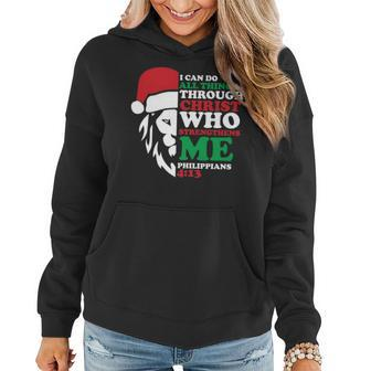 I Can Do All Things Through Christ Christmas Pajama Lion Women Hoodie - Seseable