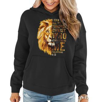 I Can Do All Things Through Christ Jesus Lion Christian Gift Women Hoodie | Mazezy