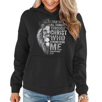 I Can Do All Things Through Christ Lion Philippians Faith Women Hoodie - Seseable