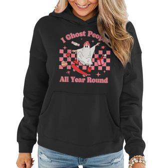 I Ghost People All Year Skateboard Funny Anti Valentines Day Women Hoodie - Seseable