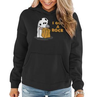 I Got A Rock Funny Halloween Trick Or Treat Ghost Women Hoodie Graphic Print Hooded Sweatshirt - Thegiftio UK