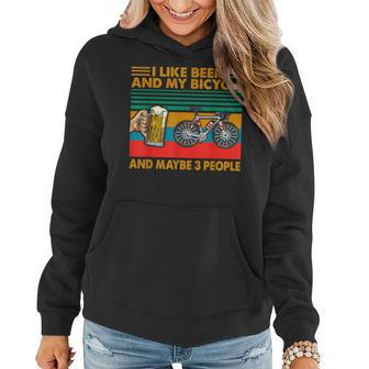 I Like Beer And My Bicycle And Maybe 3 People Vintage Women Hoodie | Mazezy