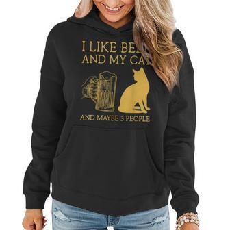 I Like Beer And My Cat And Maybe 3 People I Like Beer Cat Women Hoodie - Seseable