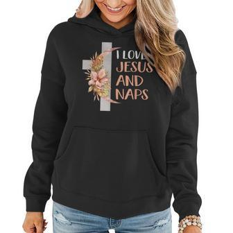 I Love Jesus And Naps Funny Christian Quote Religious Flower Women Hoodie Graphic Print Hooded Sweatshirt - Thegiftio UK