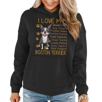 I Love My Brown Bostie Boston Terrier Mom Dad Kid Lover Gift Women Hoodie - Seseable