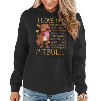 I Love My Pitbull Pittie Mom Dad Youth Gifts Funny Pit Bull Women Hoodie - Seseable
