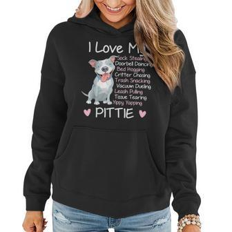 I Love My Pitbull Pittie Mom Mama Dad Youth Funny Women Hoodie - Seseable