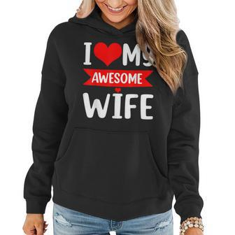 I Love My Wife Red Heart Valentines Day Matching Couple V2 Women Hoodie - Seseable