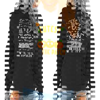 I Teach The Cutest Pumpkins In The Patch - Pumpkin Women Hoodie Graphic Print Hooded Sweatshirt - Thegiftio UK