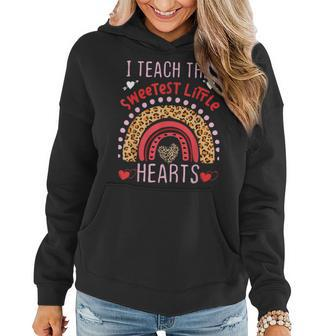 I Teach The Sweetest Little Hearts Rainbow Valentines Day V2 Women Hoodie - Seseable