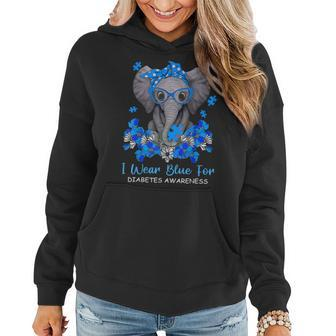 I Wear Blue For Diabetes Awareness Elephant Warrior Women Women Hoodie Graphic Print Hooded Sweatshirt - Thegiftio UK