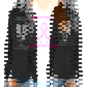 I Wear Pink For My Mother In Law Breast Cancer Awareness Women Hoodie | Seseable CA
