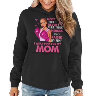 I Wear Pinks For My Mom Breast Cancer Awareness Support Mom Women Hoodie - Thegiftio UK