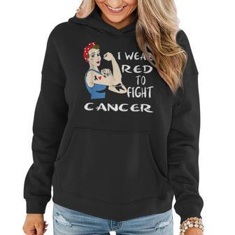 I Wear Red To Fight Cancer Awareness Lymphoma Mom Day Gift Women Hoodie - Seseable