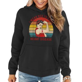 I Wear Red To Fight Heart Disease Awareness Chd Mom Day Gift Women Hoodie - Seseable
